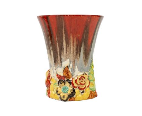 A Clarice Cliff My Garden pattern shape 675 vase. Newport Pottery marks, height 17cm.