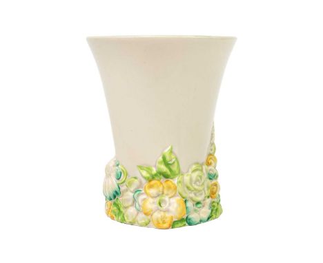 A Clarice Cliff My Garden pattern 675 shape vase. Newport Pottery mark, height 17cm.