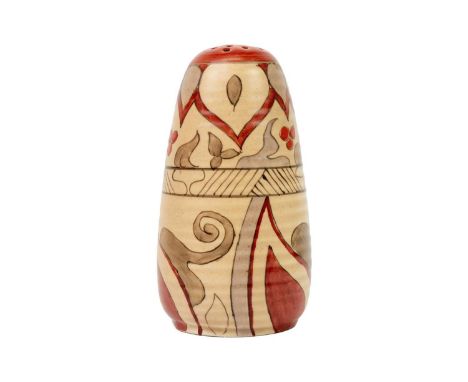 A Clarice Cliff Persian pattern Lynton sugar sifter. Blue Clarice Cliff Wilkinson Ltd marks, height 12.5cm.