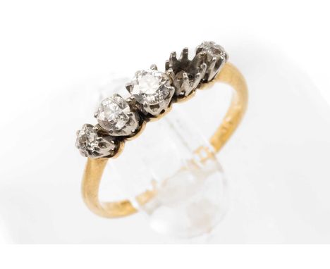 18CT GOLD FIVE STONE DIAMOND RING, ring size L 1/2, 2.3gms (one stone missing)Provenance: private collection Vale of Glamorga