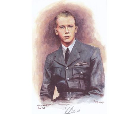 A4 Illustrated Portrait Print of Bob Doe in Dress Uniform by David Pritchard, Hand Signed by Bob Doe