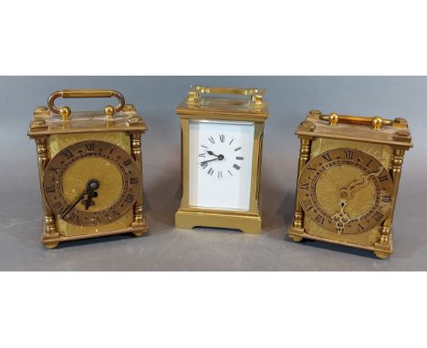 A French brass cased Carriage clock with lever escapement together with two other Carriage clocks 