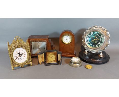 A travelling alarm clock by F. Horstmann, Guildford together with a collection of clocks 