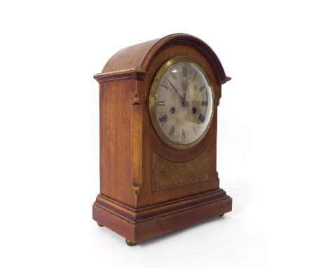 Mahogany cased two train ting tang bracket type clock, 15" high