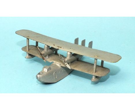 Dinky Toys, 60h, Singapore Flying Boat, pre-war, no roller, no RAF roundels, unboxed, also 62a Spitfire (x2), 63b Seaplane, 6