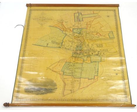 A plan of the City of Lincoln, New Edition by James Sandby Padley, corrected to 1866, mounted for wall hanging, published 191