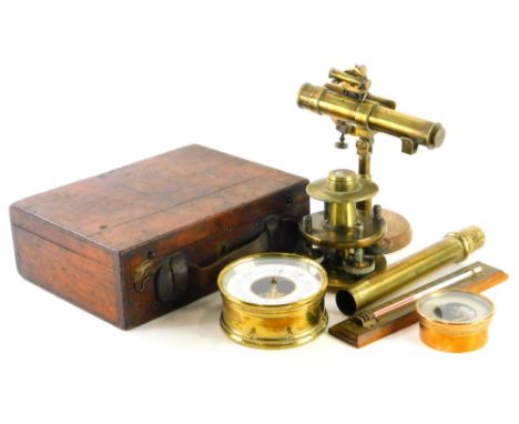 Various 20thC brass ware, and E Sprengher Berlin 2800 sea faring device, 17cm wide, reproduction pocket barometer, thermomete