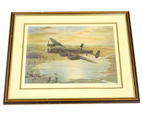 After David Bosanquet. A RAF Bomber, artist signed coloured print, 37cm x 49cm.