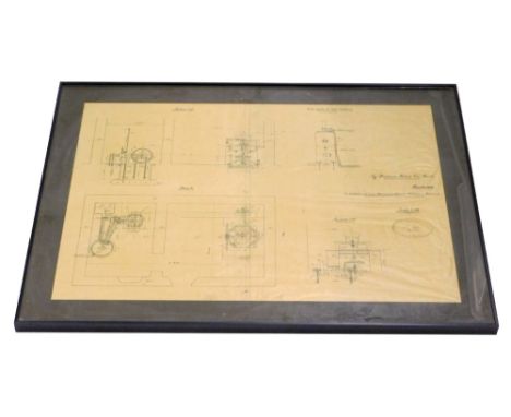 A 20thC Italian engineer's plan of a static engine, label for Bitta Alessandro Bologna, titled Pianta and drawn by a Signor D