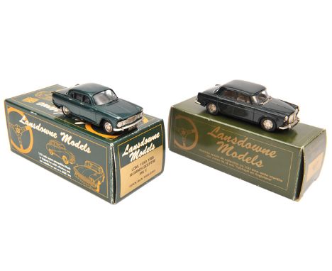 2 Lansdowne Models 1:43 scale white metal cars. LDM 13AA 1965 Humber Sceptre Mk11 in metallic green with black interior. Plus