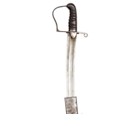 A 1796 pattern light cavalry officer’s sword,  curved, shallow fullered blade 32½”, by “Woolley, Sargant & Crane’s. Warranted