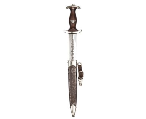 A Third Reich SA dagger, by Carl Grah, Solingen- Ohligs, with polished nickel silver mounts, the crosspiece stamped “Nm” (SA 