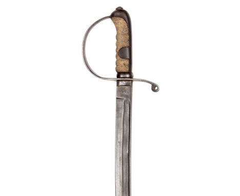 An Austrian M1877 light cavalry trooper’s sword,  slightly curved blade 30½” with stamps at forte, flat steel knucklebow with