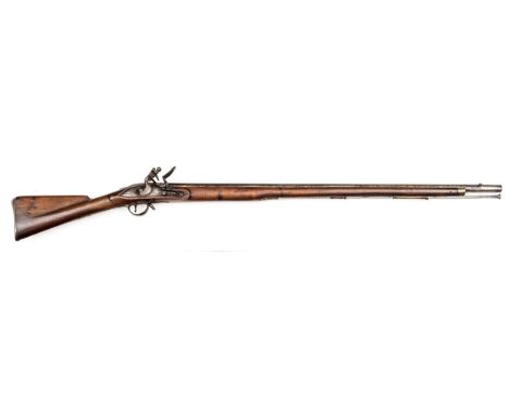A 10 bore India pattern Brown Bess flintlock musket, 55” overall, barrel 39” with Tower proofs and stamped “322” at breech, r