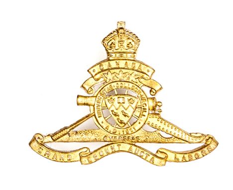 A C.E.F. cap badge of McGill University Overseas Siege Artillery Draft (150.3.9B), by Birks 1915, voided. VGC (the lugs sligh