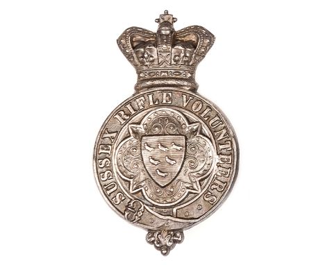 A good officer’s silver plated glengarry badge of the Sussex Rifle Volunteers. VGC Plate 2