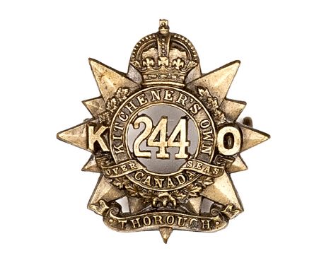 A similar cap badge of the 244th Bn (244A), voided. Near VGC. Plate 3