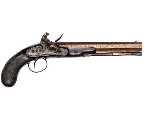 A 24 bore John Manton flintlock duelling pistol number 3618 (1801),  15½” overall, well rebrowned sighted octagonal twist bar