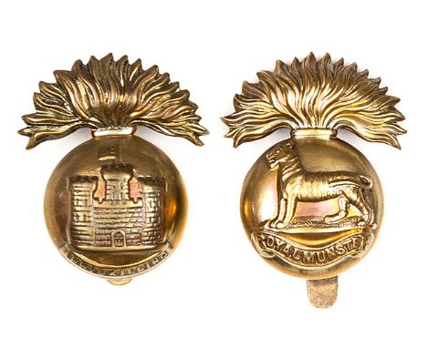 2 Irish all brass cap badges: R Inniskilling and R Munster Fus. GC Plate 2