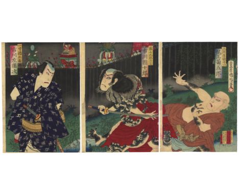 Artist: Kunichika Toyohara (1835-1900)Title: Natsumatsuri Naniwa Kagami (A Mirror of Osaka, Summer Festival)Publisher: Okura 