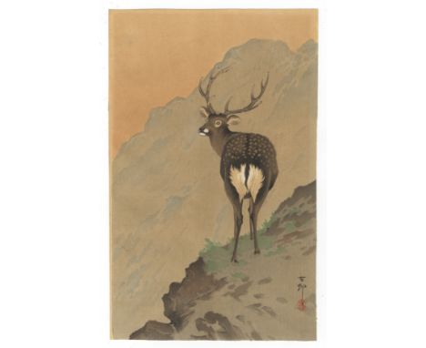 Artist: Koson Ohara (1877-1945)Title: Deer in the MountainsPublisher: DaikokuyaDate: Early 20th centurySize: 30.0 x 19.0 cmCo