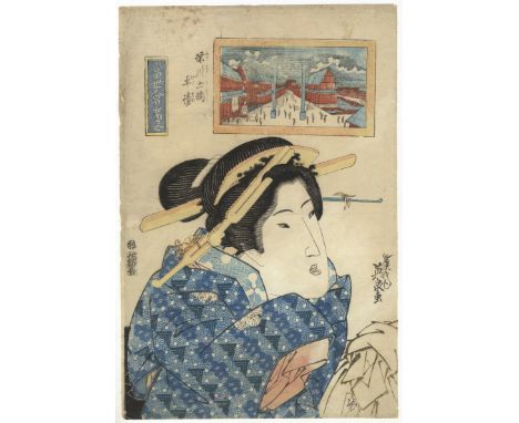 Artist: Eisen Keisai (1790-1848)Title: Portrait of a beauty at Hirasei, FukagawaSeries: Collection of fashionable restaurants