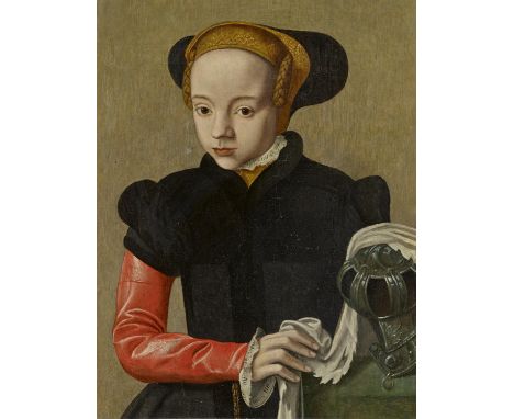 DEUTSCHE SCHULE16. Jh.Titel: Portrait eines vornehmen Mädchens. Technik: Öl auf Holz. Maße: 35 x 27cm&nbsp; Sockel/Rahmen: Ra