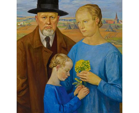SCHIESTL, RUDOLF1878 Würzburg - 1931 NürnbergTitel: Selbstportrait des Künstlers mit seiner Familie. Technik: Öl auf Holz. Ma