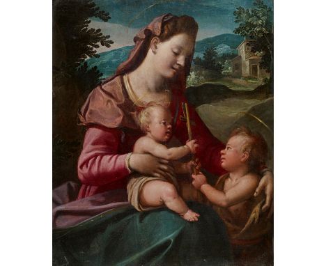 CHIMENTI, JACOPO('L'Empoli')Florenz 1551 - 1640Titel: Madonna und Kind mit dem Johannesknaben. Datierung: Um 1595. Technik: Ö