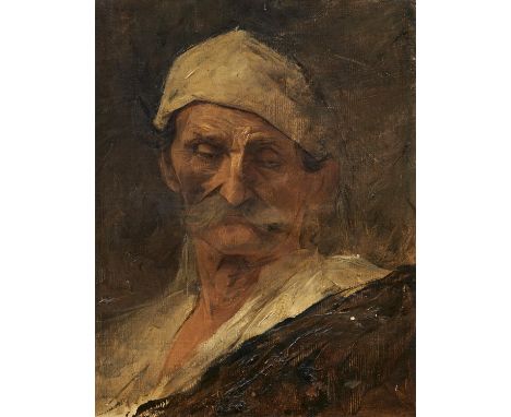 STUCK, FRANZ VON1863 Tettenweis - 1928 TetschenTitel: Portrait eines Herren mit Schnauzbart. Technik: Öl auf Leinwand. Maße: 
