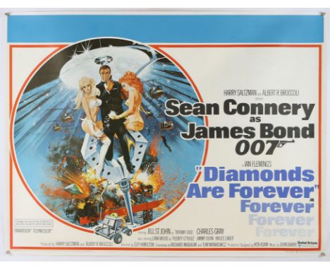 James Bond Diamonds Are Forever (1971) British Quad film poster, starring Sean Connery, directed by Guy Hamilton, United Arti