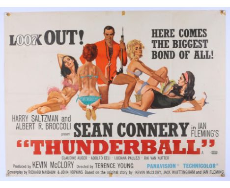 James Bond Thunderball (1965) British Quad film poster, starring Sean Connery, artwork by Robert McGinnis, United Artists, fo