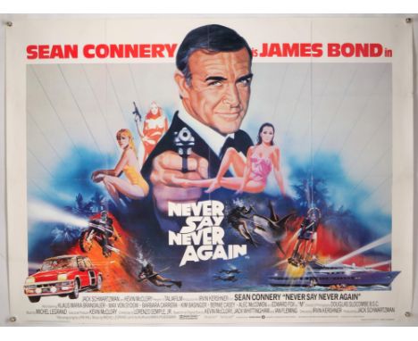 James Bond Never Say Never Again (1983) British Quad film poster, starring Sean Connery, artwork by Renato Casaro, folded, 30