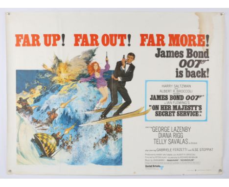 James Bond - On Her Majestys Secret Service (1969) British Quad film poster for the sixth film in the James Bond franchise an