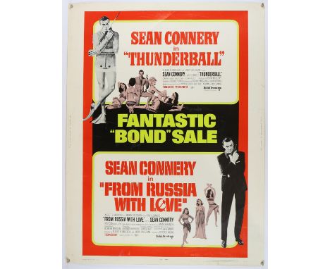 James Bond Thunderball / From Russia With Love (1968) US Double Bill 30 x 40 film poster, rolled, 30 x 40 inches. 