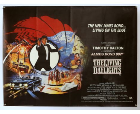 James Bond The Living Daylights (1987) British Quad film poster, starring Timothy Dalton, folded, 30 x 40 inches. Condition R