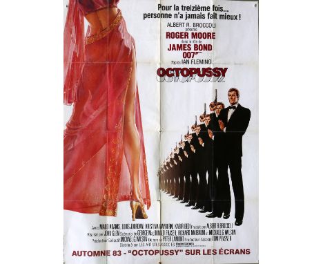 James Bond Octopussy (1983) Advance French Grande film poster, starring Roger Moore, folded, 47 x 63 inches. 