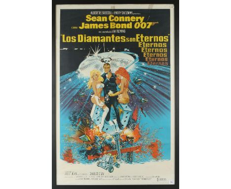James Bond Diamonds Are Forever (1971) Argentinian One Sheet film poster, framed, 27 x 41 inches. 