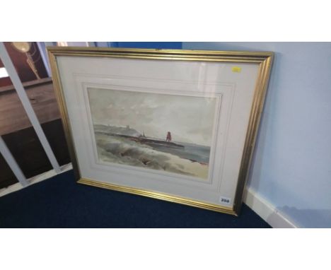 Thomas Wilkinson, watercolour, signed, 'The Groyne South Shields', 25cm x 36cm