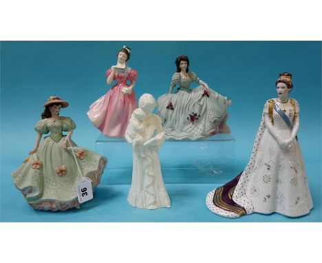 Five various figures, Royal Worcester, Royal Doulton etc. Including Royal Worcester figure 'Princess Margaret'