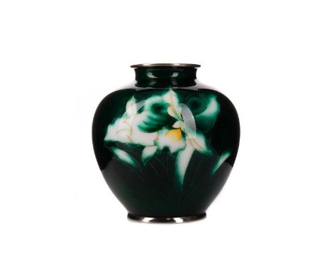 JAPANESE GINBARI ENAMEL VASE,early 20th century, in the manner of Ando Jubei, decorated in the musen technique with floral bl
