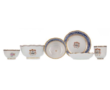 SET OF 18TH CENTURY CHINESE EXPORT ARMORIAL PORCELAIN,Qianlong period, six pieces from a larger service, all bearing enamelle