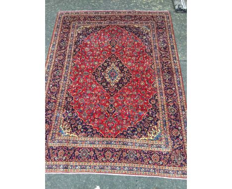 PERSIAN KASHAN HAND KNOTTED WOOL CARPET, 393cm x 295cm