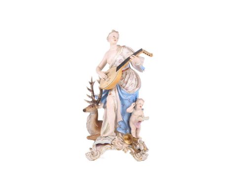 A large 19th century Meissen porcelain figure, from the 'Emblematic of the Senses' series, after models by Kändler and Eberle