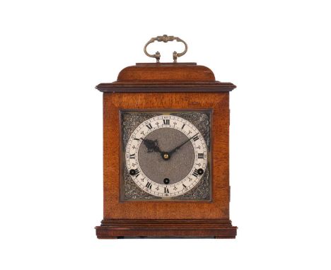 A "Mid Century Vintage" Perivale, triple train, 8-day bracket clock, in the late 17th-century style with bell top walnut case