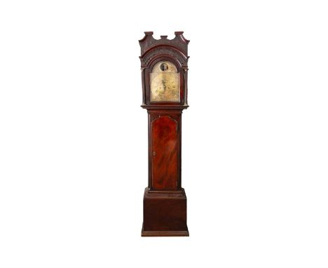 William Priest, Bristol, a George III mahogany eight-day longcase clock, the broken arched pediment with blind-fretwork, over