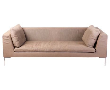 A B&amp;B Italia 'Charles' sofa, designed by Antonio Citterio, with grey upholstery on chrome legs, 73 cm high x 230 cm x 96 