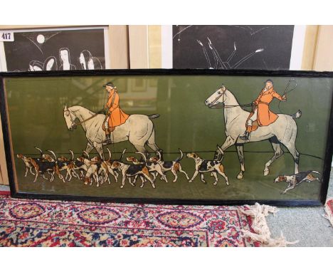Framed Cecil Aldin of a Fox Hunting Group 71 x 26 