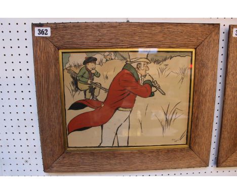 Aldin (Cecil). Golf, published Lawrence &amp; Bullen, 1901, chromolithograph, 28 x 34cm, framed in light oak and glazed. From