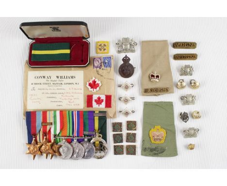 WW2 Seven Medal group for 7949988 SJT M H HARRIS R TKS RMAS with assorted Badges and buttons 